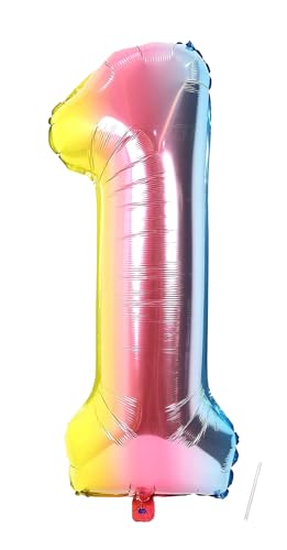 Geburtstag Folienballon Zahl 1 mit Einhorn, 101 cm Regenbogen Luftballons Zahl 1, Helium Ballon Zahl 1, Mädchen Geburtstag Luftballon Deko Hochzeit Jubiläum Fest Party Dekoration - Fliegt mit Helium Geburtstag Folienballon Zahl 1 mit Einhorn, 101 cm Regenbogen Luftballons Zahl 1, Helium Ballon Zahl 1, Mädchen Geburtstag Luftballon Deko Hochzeit Jubiläum Fest Party Dekoration - Fliegt mit Helium von VUCDXOP