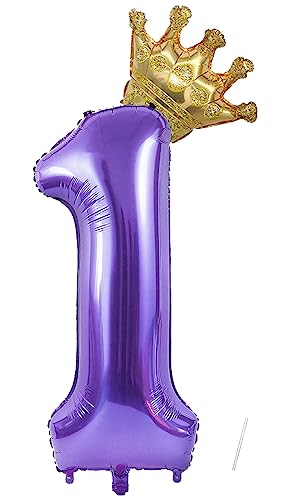 Geburtstag Folienballon Zahl 1 Mit Krone, 101 Cm Violett Luftballons, Helium Ballon, Mädchen Geburtstag Luftballon Deko Hochzeit Jubiläum Fest Party Dekoration - Fliegt Mit Helium Geburtstag Folienballon Zahl 1 Mit Krone, 101 Cm Violett Luftballons, Helium Ballon, Mädchen Geburtstag Luftballon Deko Hochzeit Jubiläum Fest Party Dekoration - Fliegt Mit Helium von VUCDXOP