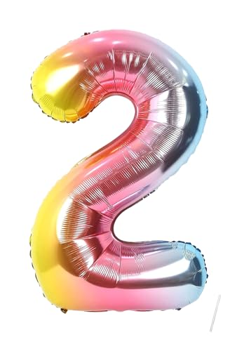 Geburtstag Folienballon Zahl 2 mit Einhorn, 101 cm Regenbogen Luftballons Zahl 2, Helium Ballon Zahl 2, Mädchen Geburtstag Luftballon Deko Hochzeit Jubiläum Fest Party Dekoration - Fliegt mit Helium Geburtstag Folienballon Zahl 2 mit Einhorn, 101 cm Regenbogen Luftballons Zahl 2, Helium Ballon Zahl 2, Mädchen Geburtstag Luftballon Deko Hochzeit Jubiläum Fest Party Dekoration - Fliegt mit Helium von VUCDXOP