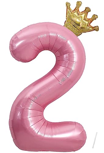 VUCDXOP Geburtstag Folienballon Zahl 2 mit Krone, 101 cm Rosa Luftballons Zahl 2, Helium Ballon Zahl 2, Mädchen Geburtstag Luftballon Deko Hochzeit Jubiläum Fest Party Dekoration - Fliegt mit Helium VUCDXOP Geburtstag Folienballon Zahl 2 mit Krone, 101 cm Rosa Luftballons Zahl 2, Helium Ballon Zahl 2, Mädchen Geburtstag Luftballon Deko Hochzeit Jubiläum Fest Party Dekoration - Fliegt mit Helium von VUCDXOP