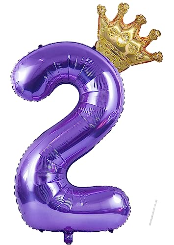 Geburtstag Folienballon Zahl 2 Mit Krone, 101 cm Violett Luftballons, Helium Ballon, Mädchen Geburtstag Luftballon Deko Hochzeit Jubiläum Fest Party Dekoration - Fliegt Mit Helium Geburtstag Folienballon Zahl 2 Mit Krone, 101 cm Violett Luftballons, Helium Ballon, Mädchen Geburtstag Luftballon Deko Hochzeit Jubiläum Fest Party Dekoration - Fliegt Mit Helium von VUCDXOP