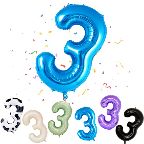 Geburtstag Folienballon Zahl 3, 101 cm Blau Luftballons Zahl 3, Helium Ballon Zahl 3, Mädchen Geburtstag Luftballon Deko Hochzeit Jubiläum Fest Party Dekoration - Fliegt mit Helium Geburtstag Folienballon Zahl 3, 101 cm Blau Luftballons Zahl 3, Helium Ballon Zahl 3, Mädchen Geburtstag Luftballon Deko Hochzeit Jubiläum Fest Party Dekoration - Fliegt mit Helium von VUCDXOP