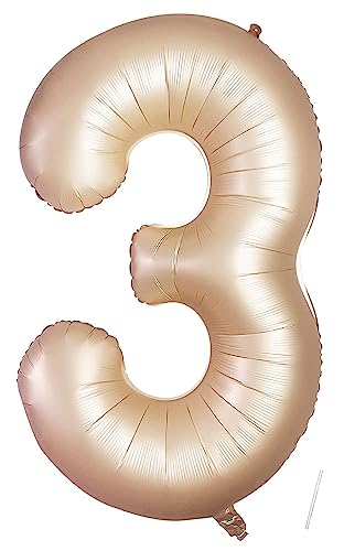 Geburtstag Folienballon Zahl 3, 101 cm Karamellfarbe Luftballons Zahl 3, Helium Ballon Zahl 3, Mädchen Geburtstag Luftballon Deko Hochzeit Jubiläum Fest Party Dekoration - Fliegt mit Helium Geburtstag Folienballon Zahl 3, 101 cm Karamellfarbe Luftballons Zahl 3, Helium Ballon Zahl 3, Mädchen Geburtstag Luftballon Deko Hochzeit Jubiläum Fest Party Dekoration - Fliegt mit Helium von VUCDXOP