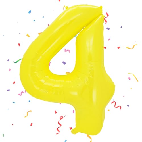 Geburtstag Folienballon Zahl 4, 101 cm Gelb Luftballons Zahl 4, Helium Ballon Zahl 4, Mädchen Geburtstag Luftballon Deko Hochzeit Jubiläum Fest Party Dekoration - Fliegt mit Helium Geburtstag Folienballon Zahl 4, 101 cm Gelb Luftballons Zahl 4, Helium Ballon Zahl 4, Mädchen Geburtstag Luftballon Deko Hochzeit Jubiläum Fest Party Dekoration - Fliegt mit Helium von VUCDXOP