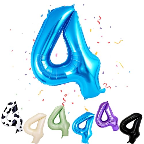 Geburtstag Folienballon Zahl 4, 101 cm Blau Luftballons Zahl 4, Helium Ballon Zahl 4, Mädchen Geburtstag Luftballon Deko Hochzeit Jubiläum Fest Party Dekoration - Fliegt mit Helium Geburtstag Folienballon Zahl 4, 101 cm Blau Luftballons Zahl 4, Helium Ballon Zahl 4, Mädchen Geburtstag Luftballon Deko Hochzeit Jubiläum Fest Party Dekoration - Fliegt mit Helium von VUCDXOP