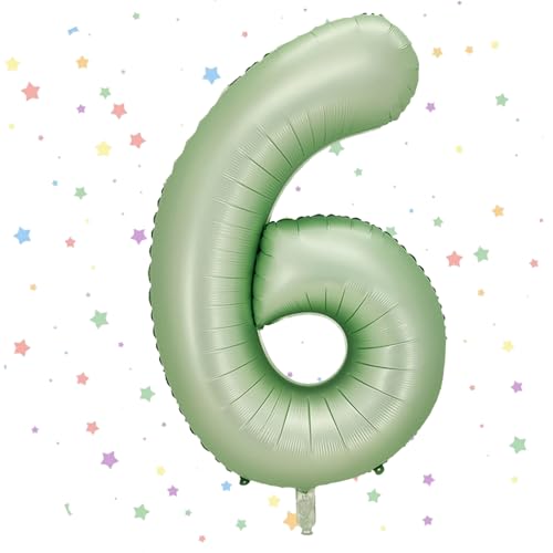 Geburtstag Folienballon Zahl 6, 101 cm Salbeigrün Luftballons Zahl 6, Helium Ballon Zahl 6, Mädchen Geburtstag Luftballon Deko Hochzeit Jubiläum Fest Party Dekoration - Fliegt mit Helium Geburtstag Folienballon Zahl 6, 101 cm Salbeigrün Luftballons Zahl 6, Helium Ballon Zahl 6, Mädchen Geburtstag Luftballon Deko Hochzeit Jubiläum Fest Party Dekoration - Fliegt mit Helium von VUCDXOP