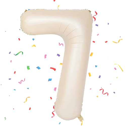 Geburtstag Folienballon Zahl 7, 101 cm Cremefarbe Luftballons Zahl 7, Helium Ballon Zahl 7, Mädchen Geburtstag Luftballon Deko Hochzeit Jubiläum Fest Party Dekoration - Fliegt mit Helium Geburtstag Folienballon Zahl 7, 101 cm Cremefarbe Luftballons Zahl 7, Helium Ballon Zahl 7, Mädchen Geburtstag Luftballon Deko Hochzeit Jubiläum Fest Party Dekoration - Fliegt mit Helium von VUCDXOP