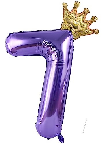 Geburtstag Folienballon Zahl 7 mit Krone, 101 cm Violett Luftballons Zahl 7, Helium Ballon Zahl 7, Mädchen Geburtstag Luftballon Deko Hochzeit Jubiläum Fest Party Dekoration - Fliegt mit Helium Geburtstag Folienballon Zahl 7 mit Krone, 101 cm Violett Luftballons Zahl 7, Helium Ballon Zahl 7, Mädchen Geburtstag Luftballon Deko Hochzeit Jubiläum Fest Party Dekoration - Fliegt mit Helium von VUCDXOP