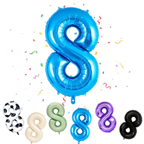 Geburtstag Folienballon Zahl 8, 101 cm Blau Luftballons Zahl 8, Helium Ballon Zahl 8, Mädchen Geburtstag Luftballon Deko Hochzeit Jubiläum Fest Party Dekoration - Fliegt mit Helium Geburtstag Folienballon Zahl 8, 101 cm Blau Luftballons Zahl 8, Helium Ballon Zahl 8, Mädchen Geburtstag Luftballon Deko Hochzeit Jubiläum Fest Party Dekoration - Fliegt mit Helium von VUCDXOP