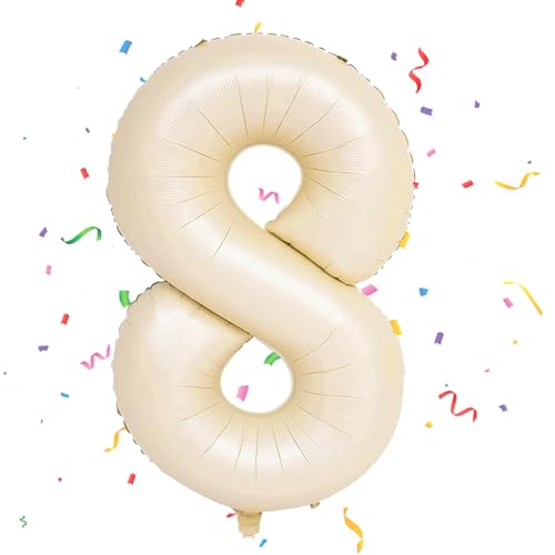 Geburtstag Folienballon Zahl 8, 101 cm Cremefarbe Luftballons Zahl 8, Helium Ballon Zahl 8, Mädchen Geburtstag Luftballon Deko Hochzeit Jubiläum Fest Party Dekoration - Fliegt mit Helium Geburtstag Folienballon Zahl 8, 101 cm Cremefarbe Luftballons Zahl 8, Helium Ballon Zahl 8, Mädchen Geburtstag Luftballon Deko Hochzeit Jubiläum Fest Party Dekoration - Fliegt mit Helium von VUCDXOP