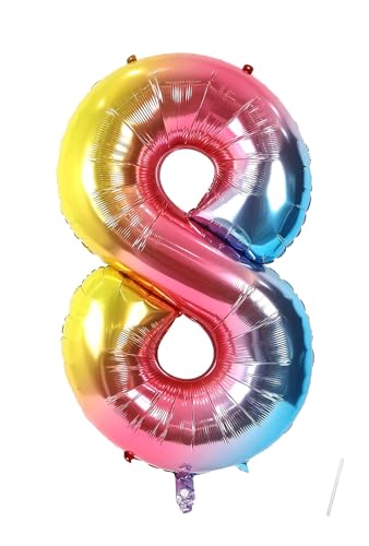 Geburtstag Folienballon Zahl 8 mit Einhorn, 101 cm Regenbogen Luftballons Zahl 8, Helium Ballon Zahl 8, Mädchen Geburtstag Luftballon Deko Hochzeit Jubiläum Fest Party Dekoration - Fliegt mit Helium Geburtstag Folienballon Zahl 8 mit Einhorn, 101 cm Regenbogen Luftballons Zahl 8, Helium Ballon Zahl 8, Mädchen Geburtstag Luftballon Deko Hochzeit Jubiläum Fest Party Dekoration - Fliegt mit Helium von VUCDXOP