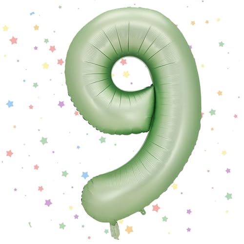 Geburtstag Folienballon Zahl 9, 101 cm Salbeigrün Luftballons Zahl 9, Helium Ballon Zahl 9, Mädchen Geburtstag Luftballon Deko Hochzeit Jubiläum Fest Party Dekoration - Fliegt mit Helium Geburtstag Folienballon Zahl 9, 101 cm Salbeigrün Luftballons Zahl 9, Helium Ballon Zahl 9, Mädchen Geburtstag Luftballon Deko Hochzeit Jubiläum Fest Party Dekoration - Fliegt mit Helium von VUCDXOP