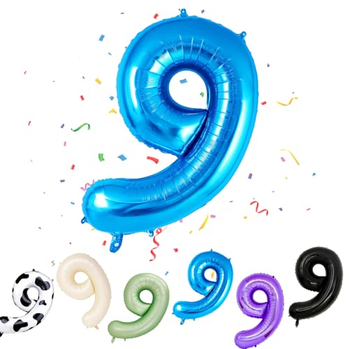 Geburtstag Folienballon Zahl 9, 101 cm Blau Luftballons Zahl 9, Helium Ballon Zahl 9, Mädchen Geburtstag Luftballon Deko Hochzeit Jubiläum Fest Party Dekoration - Fliegt mit Helium Geburtstag Folienballon Zahl 9, 101 cm Blau Luftballons Zahl 9, Helium Ballon Zahl 9, Mädchen Geburtstag Luftballon Deko Hochzeit Jubiläum Fest Party Dekoration - Fliegt mit Helium von VUCDXOP