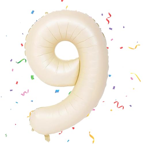 Geburtstag Folienballon Zahl 9, 101 cm Cremefarbe Luftballons Zahl 9, Helium Ballon Zahl 9, Mädchen Geburtstag Luftballon Deko Hochzeit Jubiläum Fest Party Dekoration - Fliegt mit Helium Geburtstag Folienballon Zahl 9, 101 cm Cremefarbe Luftballons Zahl 9, Helium Ballon Zahl 9, Mädchen Geburtstag Luftballon Deko Hochzeit Jubiläum Fest Party Dekoration - Fliegt mit Helium von VUCDXOP