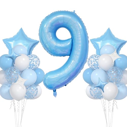 VUCDXOP Geburtstagsdeko Jungen 9 Jahr, 9 Jahr Blau Geburtstag Deko, Luftballon 9. Geburtstag, Geburtstag deko 9 Jahre Jungen, Folienzahlen Ballons, Riesen Folienballon Zahl 9 für Geburtstag Party VUCDXOP Geburtstagsdeko Jungen 9 Jahr, 9 Jahr Blau Geburtstag Deko, Luftballon 9. Geburtstag, Geburtstag deko 9 Jahre Jungen, Folienzahlen Ballons, Riesen Folienballon Zahl 9 für Geburtstag Party von VUCDXOP