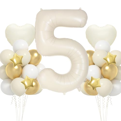 Geburtstagsdeko Mädchen 5 Jahr, VUCDXOP 5 Jahr Beige Geburtstag Deko, Luftballon 5. Geburtstag, Geburtstag deko 5 jahre Jungen, Folienzahlen Ballons, Riesen Folienballon Zahl 5 für Geburtstag Party Geburtstagsdeko Mädchen 5 Jahr, VUCDXOP 5 Jahr Beige Geburtstag Deko, Luftballon 5. Geburtstag, Geburtstag deko 5 jahre Jungen, Folienzahlen Ballons, Riesen Folienballon Zahl 5 für Geburtstag Party von VUCDXOP