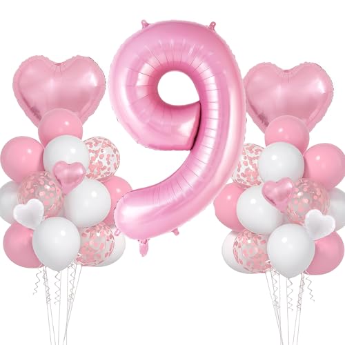 Geburtstagsdeko Mädchen 9 Jahr, VUCDXOP 9 Jahr Rosa Geburtstag Deko, Luftballon 9. Geburtstag, Geburtstag deko 9 jahre mädchen, Folienzahlen Ballons, Riesen Folienballon Zahl 9 für Geburtstag Party Geburtstagsdeko Mädchen 9 Jahr, VUCDXOP 9 Jahr Rosa Geburtstag Deko, Luftballon 9. Geburtstag, Geburtstag deko 9 jahre mädchen, Folienzahlen Ballons, Riesen Folienballon Zahl 9 für Geburtstag Party von VUCDXOP