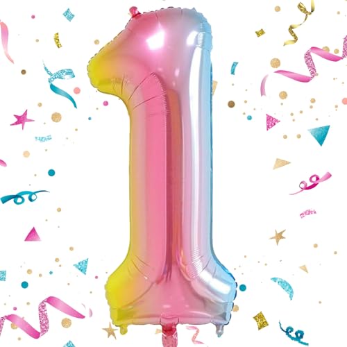 Großer Ballon aus Aluminium in Form der Zahl 1, selbstaufblasend, für Geburtstag, Babyparty, Hochzeitstag, 101,6 cm, regenbogenfarben Großer Ballon aus Aluminium in Form der Zahl 1, selbstaufblasend, für Geburtstag, Babyparty, Hochzeitstag, 101,6 cm, regenbogenfarben von VUCDXOP