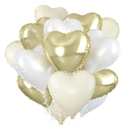 Herz Folienballon Beige Weiß Golden, 18 Zoll Herz Helium Luftballons, Beige Herzluftballons, Hellgold Herzballons Hochzeit, Herzform Folienluftballon für Geburtstag Verlobung Muttertag Valentinstag Herz Folienballon Beige Weiß Golden, 18 Zoll Herz Helium Luftballons, Beige Herzluftballons, Hellgold Herzballons Hochzeit, Herzform Folienluftballon für Geburtstag Verlobung Muttertag Valentinstag von VUCDXOP
