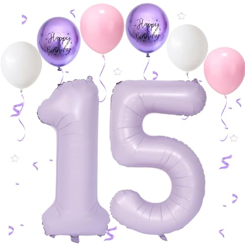 Lila Luftballon 15, Folienballon Zahl 15 Creme Lila, 40 Zoll Helium Ballon 51, Geburtstagsdeko Folienballon Zahlen 1 & 5, Luftballon 15.Geburtstag für 15th Mädchen Junge Geburtstag Party Deko Lila Luftballon 15, Folienballon Zahl 15 Creme Lila, 40 Zoll Helium Ballon 51, Geburtstagsdeko Folienballon Zahlen 1 & 5, Luftballon 15.Geburtstag für 15th Mädchen Junge Geburtstag Party Deko von VUCDXOP