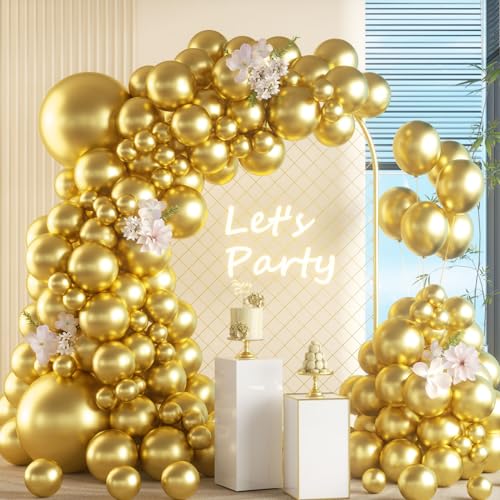 Luftballon Girlande Gold, 105 Stück 5 10 12 18 Zoll Party Ballon Girlande set, Gold Nude Luftballon Helium Latexballons Set für Mädchen Frau Geburtstag Babyparty Hochzeit Party Dekoration von VUCDXOP