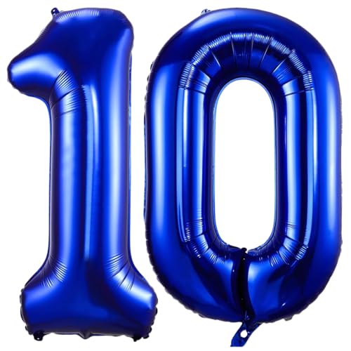 Luftballon mit Zahl 10, marineblau, 101,6 cm, selbstaufblasend, Folienballon Zahl 10, marineblauer Ballon zum 10. Geburtstag, Geburtstag, Jahrestag, Party-Dekorationen Luftballon mit Zahl 10, marineblau, 101,6 cm, selbstaufblasend, Folienballon Zahl 10, marineblauer Ballon zum 10. Geburtstag, Geburtstag, Jahrestag, Party-Dekorationen von VUCDXOP