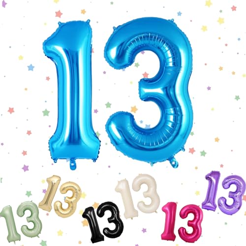 Luftballon mit Zahl 13, blaue Zahl 13, Helium-Folienballons, 101,6 cm, Luftballons Zahl 13, 13. Geburtstag, 31. Geburtstag, Geburtstag, Party, Dekoration von VUCDXOP