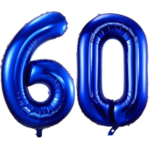 Luftballon mit Zahl 60, marineblau, 101,6 cm, selbstaufblasende Folienballons, Zahl 60, marineblauer Ballon zum 60. Geburtstag, Geburtstag, Jahrestag, Party-Dekorationen Luftballon mit Zahl 60, marineblau, 101,6 cm, selbstaufblasende Folienballons, Zahl 60, marineblauer Ballon zum 60. Geburtstag, Geburtstag, Jahrestag, Party-Dekorationen von VUCDXOP