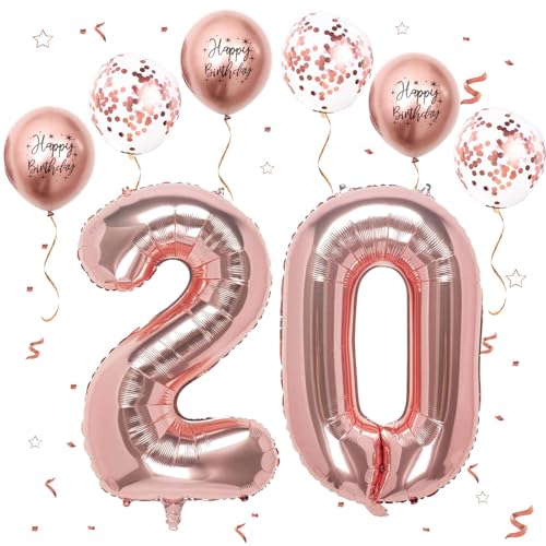 VUCDXOP Roségold Luftballon 20, XXL Riesige Geburtstag Ballon 20, 40" - 101cm Ballon Zahl Deko Folienballon Zahlen 0 & 2, Geburtstagsdeko Jubiläum Party Deko, Fliegt mit Helium (Nummer 20) von VUCDXOP