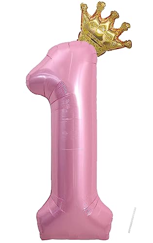 Geburtstag Folienballon Zahl 1 Mit Krone, 101 cm Rosa Luftballons, Helium Ballon, Mädchen Geburtstag Luftballon Deko Hochzeit Jubiläum Fest Party Dekoration - Fliegt Mit Helium Geburtstag Folienballon Zahl 1 Mit Krone, 101 cm Rosa Luftballons, Helium Ballon, Mädchen Geburtstag Luftballon Deko Hochzeit Jubiläum Fest Party Dekoration - Fliegt Mit Helium von VUCDXOP