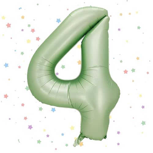 Geburtstag Folienballon Zahl 4, 101 cm Salbeigrün Luftballons Zahl 4, Helium Ballon Zahl 4, Mädchen Geburtstag Luftballon Deko Hochzeit Jubiläum Fest Party Dekoration - Fliegt mit Helium Geburtstag Folienballon Zahl 4, 101 cm Salbeigrün Luftballons Zahl 4, Helium Ballon Zahl 4, Mädchen Geburtstag Luftballon Deko Hochzeit Jubiläum Fest Party Dekoration - Fliegt mit Helium von VUCDXOP
