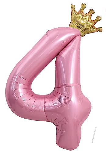 Geburtstag Folienballon Zahl 4 Mit Krone, 101 cm Rosa Luftballons, Helium Ballon, Mädchen Geburtstag Luftballon Deko Hochzeit Jubiläum Fest Party Dekoration - Fliegt Mit Helium Geburtstag Folienballon Zahl 4 Mit Krone, 101 cm Rosa Luftballons, Helium Ballon, Mädchen Geburtstag Luftballon Deko Hochzeit Jubiläum Fest Party Dekoration - Fliegt Mit Helium von VUCDXOP