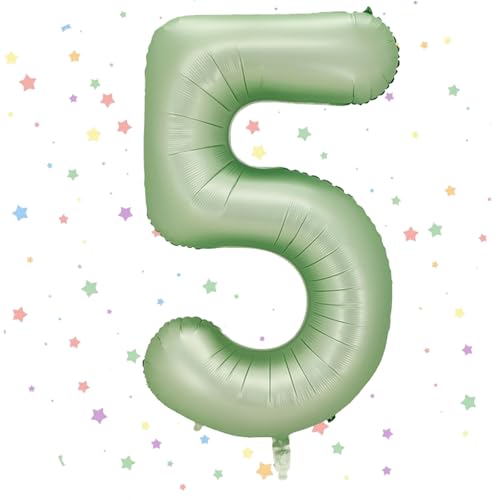 VUCDXOP Geburtstag Folienballon Zahl 5, 101 cm Salbeigrün Luftballons Zahl 5, Helium Ballon Zahl 5, Mädchen Geburtstag Luftballon Deko Hochzeit Jubiläum Fest Party Dekoration - Fliegt mit Helium VUCDXOP Geburtstag Folienballon Zahl 5, 101 cm Salbeigrün Luftballons Zahl 5, Helium Ballon Zahl 5, Mädchen Geburtstag Luftballon Deko Hochzeit Jubiläum Fest Party Dekoration - Fliegt mit Helium von VUCDXOP