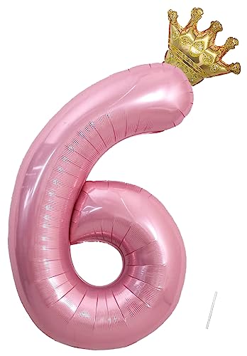Geburtstag Folienballon Zahl 6 mit Krone, 101 cm Rosa Luftballons Zahl 6, Helium Ballon Zahl 6, Mädchen Geburtstag Luftballon Deko Hochzeit Jubiläum Fest Party Dekoration - Fliegt mit Helium Geburtstag Folienballon Zahl 6 mit Krone, 101 cm Rosa Luftballons Zahl 6, Helium Ballon Zahl 6, Mädchen Geburtstag Luftballon Deko Hochzeit Jubiläum Fest Party Dekoration - Fliegt mit Helium von VUCDXOP