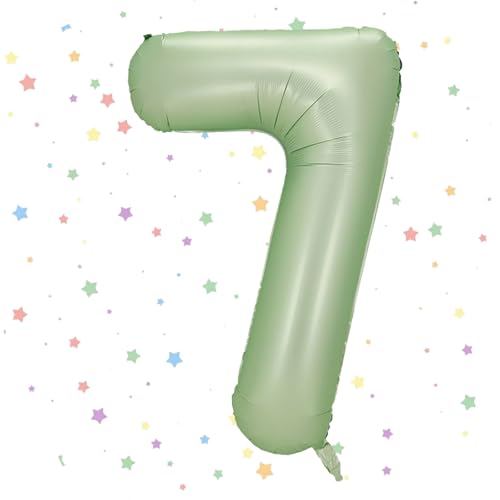 Geburtstag Folienballon Zahl 7, 101 cm Salbeigrün Luftballons Zahl 7, Helium Ballon Zahl 7, Mädchen Geburtstag Luftballon Deko Hochzeit Jubiläum Fest Party Dekoration - Fliegt mit Helium Geburtstag Folienballon Zahl 7, 101 cm Salbeigrün Luftballons Zahl 7, Helium Ballon Zahl 7, Mädchen Geburtstag Luftballon Deko Hochzeit Jubiläum Fest Party Dekoration - Fliegt mit Helium von VUCDXOP