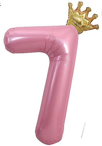 Geburtstag Folienballon Zahl 7 Mit Krone, 101 cm Rosa Luftballons, Helium Ballon, Mädchen Geburtstag Luftballon Deko Hochzeit Jubiläum Fest Party Dekoration - Fliegt Mit Helium Geburtstag Folienballon Zahl 7 Mit Krone, 101 cm Rosa Luftballons, Helium Ballon, Mädchen Geburtstag Luftballon Deko Hochzeit Jubiläum Fest Party Dekoration - Fliegt Mit Helium von VUCDXOP