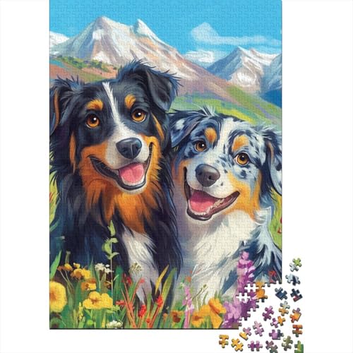 Australian Shepherd Puzzle 1000-teilige Schwer Puzzle Spielzeug Pädagogisches Spiel Impossible Herausforderung Spielzeug Für Erwachsene Und Kinder in Bewährter 1000pcs (75x50cm) von VUDBELAFC