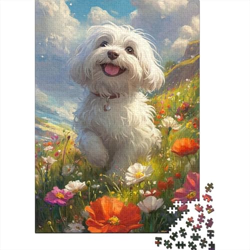 Bichon Frise Puzzles 1000 Teile Schwer Puzzle Spielzeug Pädagogisches Spiel Impossible Herausforderungsspielzeug Für Erwachsene Und Kinder Ab 14 Jahren 1000pcs (75x50cm) von VUDBELAFC