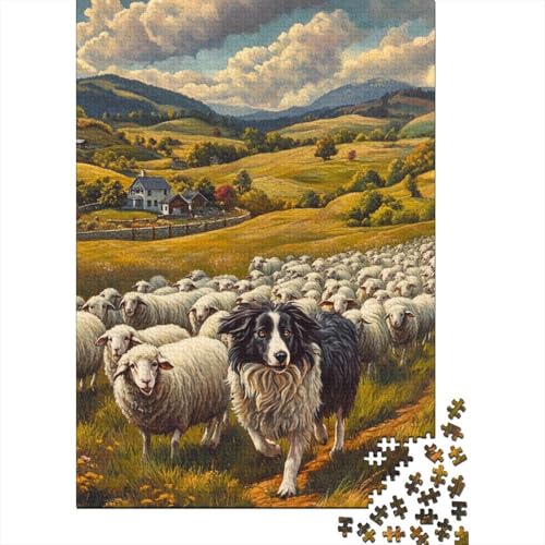 Border Collie Puzzles 1000 Teile Schwer Puzzle Spielzeug Lernspiel Impossible Herausforderungsspielzeug Für Erwachsene Und Kinder in Bewährter 1000pcs (75x50cm) von VUDBELAFC