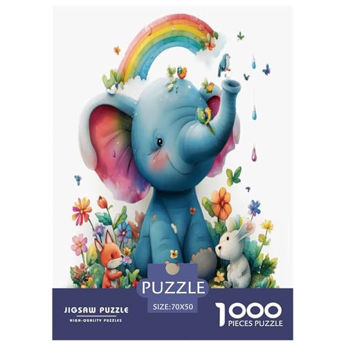 Cartoon Elefant Puzzles 1000 Teile Schwer Puzzle Spielzeug Lernspiel Impossible Herausforderungsspielzeug Für Erwachsene Kinder 70x50cm/1000pcs von VUDBELAFC