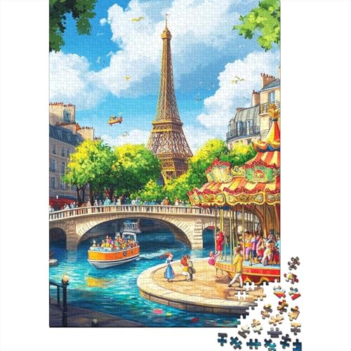 Eiffelturm Puzzle 1000 Teile Schwer Puzzle Spielzeug Pädagogisches Spiel Impossible Herausforderungsspielzeug Für Erwachsene Kinder 1000pcs (75x50cm) von VUDBELAFC
