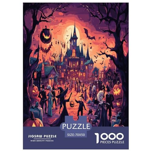 Halloween Dorf Puzzle 1000-teilige Schwer Puzzle Spielzeug Pädagogisches Spiel Impossible Herausforderungsspielzeug Für Erwachsene Und Kinder in Bewährter 70x50cm/1000pcs von VUDBELAFC