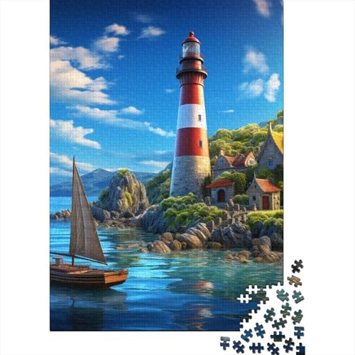 Küste Leuchtturms Puzzle 1000 Teile Schwer Puzzle Spielzeug Lernspiel Impossible Herausforderungsspielzeug Für Erwachsene Kinder 1000pcs (75x50cm) von VUDBELAFC