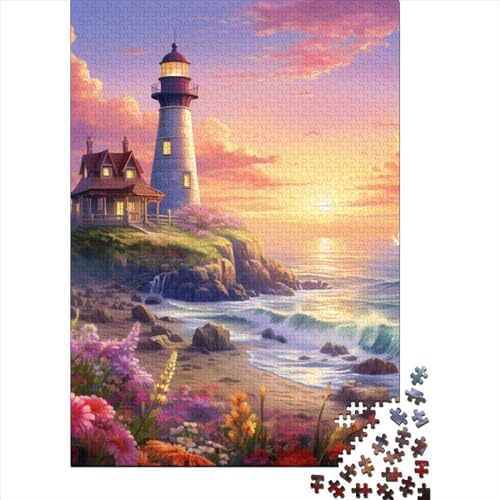 Küste Leuchtturms Puzzle 1000-teilige Schwer Puzzle Spielzeug Lernspiel Impossible Herausforderung Spielzeug Für Erwachsene Und Kinder Ab 12 Jahren 1000pcs (75x50cm) von VUDBELAFC