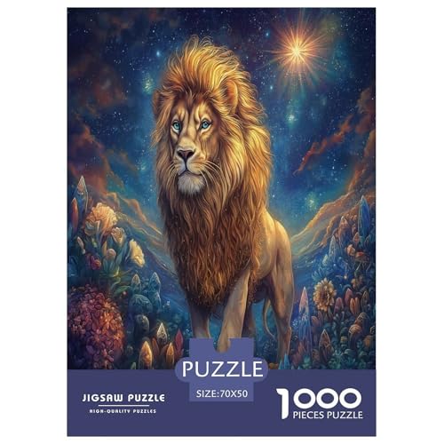 Löwen Puzzle 1000 Teile Schwer Puzzle Spielzeug Lernspiel Impossible Herausforderungsspielzeug Für Erwachsene Und Kinder Ab 12 Jahren 70x50cm/1000pcs von VUDBELAFC