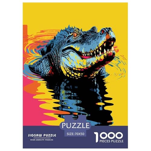 Oil Painting Krokodil Puzzles 1000 Teile Schwer Puzzle Spielzeug Pädagogisches Spiel Impossible Herausforderungsspielzeug Für Erwachsene Und Kinder in Bewährter 70x50cm/1000pcs von VUDBELAFC