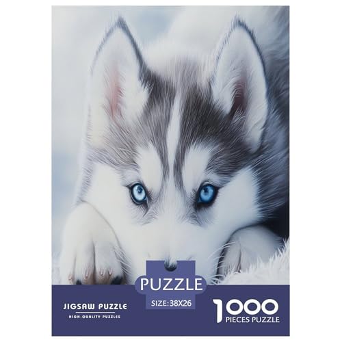Sibirischer Husky Puzzle 1000 Teile Schwer Puzzle Spielzeug Lernspiel Impossible Herausforderung Spielzeug Für Erwachsene Kinder 38x26cm/1000pcs von VUDBELAFC