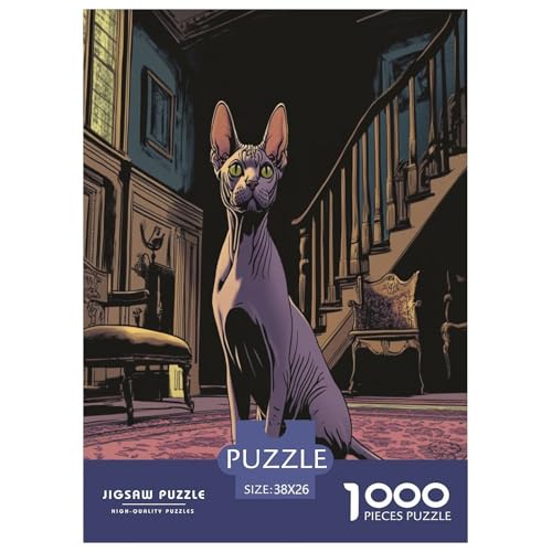 Sphinx Katze Puzzles 1000 Teile Schwer Puzzle Spielzeug Lernspiel Impossible Herausforderungsspielzeug Für Erwachsene Kinder 38x26cm/1000pcs von VUDBELAFC