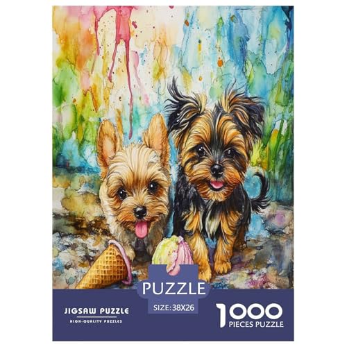Yorkshire Terrier Puzzles 1000 Teile Schwer Puzzle Spielzeug Pädagogisches Spiel Impossible Herausforderungsspielzeug Für Erwachsene Kinder 38x26cm/1000pcs von VUDBELAFC