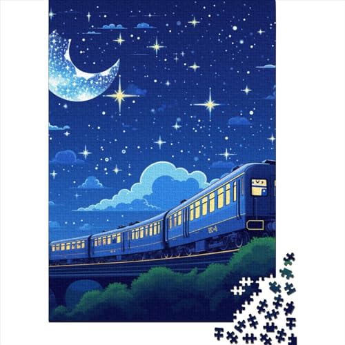 Zug Sternennacht Puzzle 1000 Teile Schwer Puzzle Spielzeug Pädagogisches Spiel Impossible Herausforderung Spielzeug Für Erwachsene Und Kinder Ab 14 Jahren 1000pcs (75x50cm) von VUDBELAFC